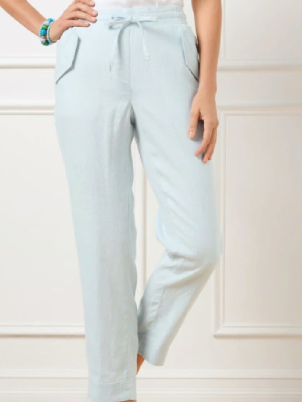 NWT Talbots Drawstring Waist Chambray Pants